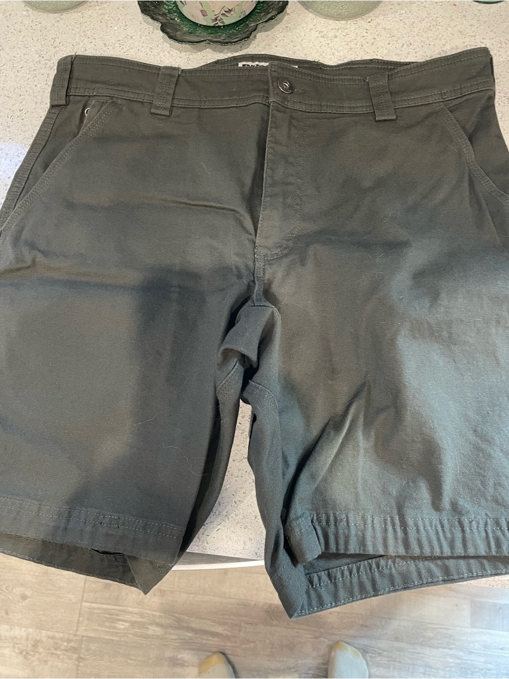 Duluth Trading Co Dark Green Men’s Firehose Flat-Front Work Shorts